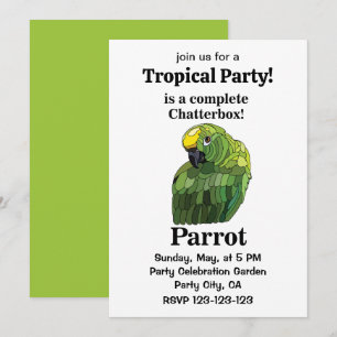 Parrot Bird Chatterbox Funny Tropical Party Einladung