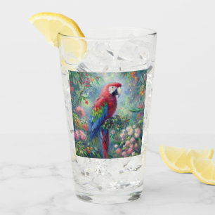 Parrot-Bird-Jungle Blumengrün-Blume Glas