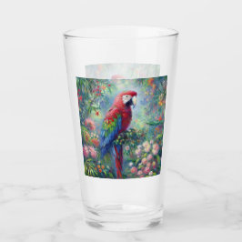 Parrot-Bird-Jungle Blumengrün-Blume Glas