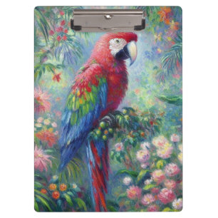 Parrot Bird Jungle Floral Impressionismus Malerei Klemmbrett