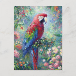 Parrot Bird Jungle Floral Impressionismus Malerei Postkarte