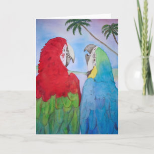 Parrot Bird Pair Watercolor Painting Blank Karte