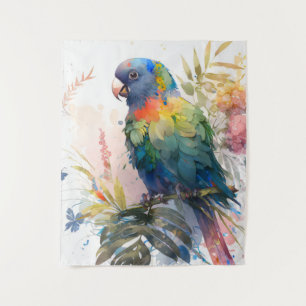 Parrot Bird Portrait Animal Painting Wildlife Free Wandteppich