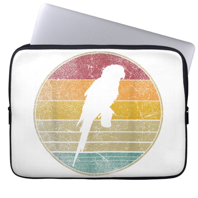 Parrot Bird Vintag gestresstes Retro-Style Silhoue Laptopschutzhülle (Vorderseite)