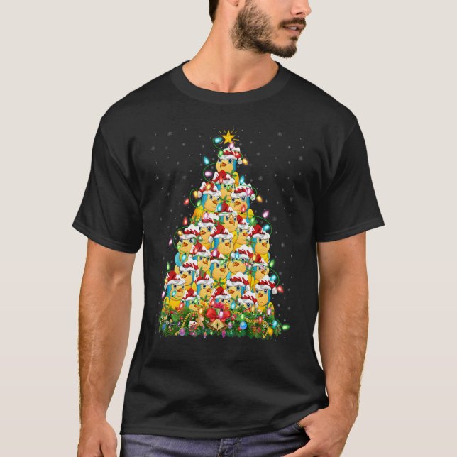 Parrot Bird Xmas Lights Santa Parrot Christmas Tor T-Shirt (Vorderseite)
