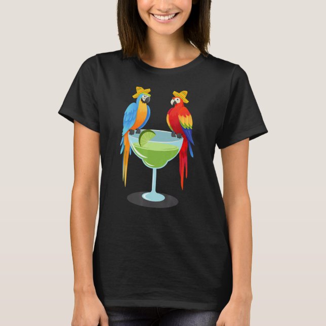 Parrot Cinco De Mayo Drinking Tequila T-Shirt (Vorderseite)