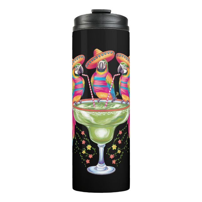 Parrot Cinco De Mayo Funny Drinks Mexican Fiesta Thermosbecher (Vorderseite)