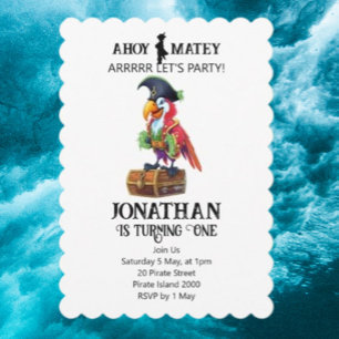 Parrot de fête pirate Invitation d'anniversaire