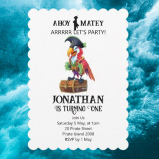 Parrot de fête pirate Invitation d'anniversaire