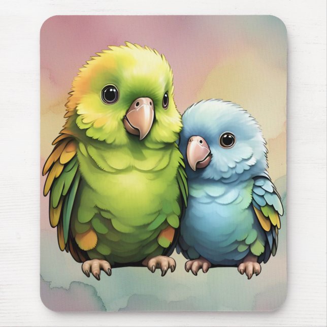 Parrot_design.no.1- von Maaya Prints, Mousepad (Vorne)