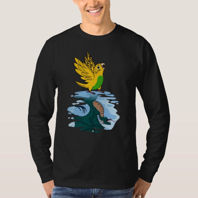 Parrot & Dragon Reflection I Yellow Budgie Budgeri T-Shirt (Vorderseite)