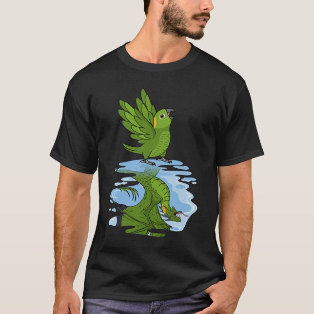 Parrot & Dragon Reflection I Yellow Napni Amazon T-Shirt (Vorderseite)