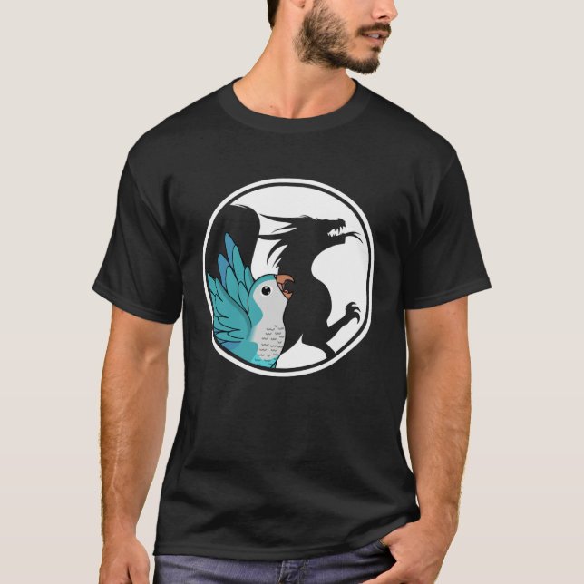 Parrot & Dragon Shadow I Blue Monk Parakeet Quaker T-Shirt (Vorderseite)