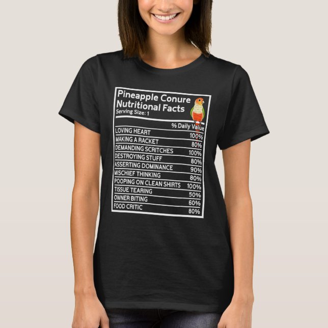 Parrot ernährungsphysiologische Fakten zur Ananas- T-Shirt (Vorderseite)