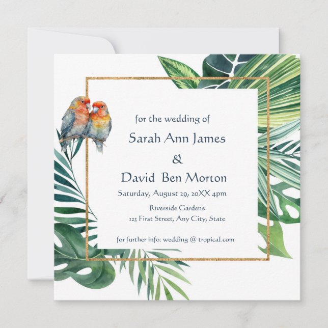 Parrot Lovebird Tropical Nature Save the Date (Vorderseite)