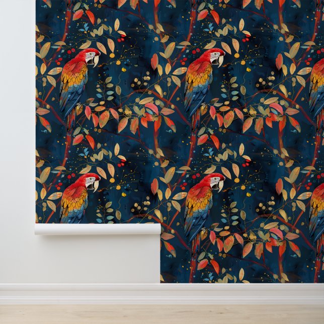 Parrot Macaw Tropischer Dschungel Tapete (Anwendung)