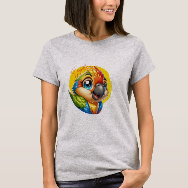 Parrot mignon Ajouter un nom Graphique T-shirt (Devant)