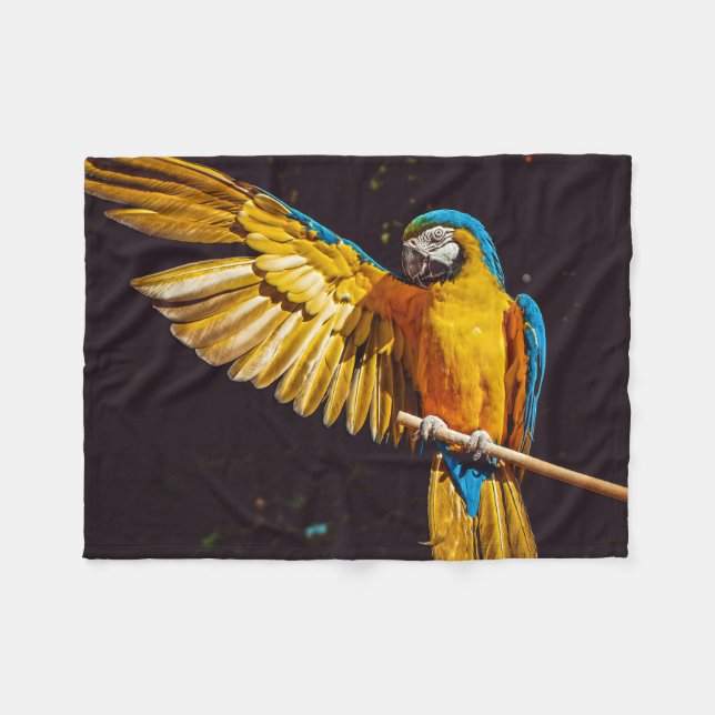 Parrot Out Stretched Wing Fleecedecke (Vorderseite (Horizontal))