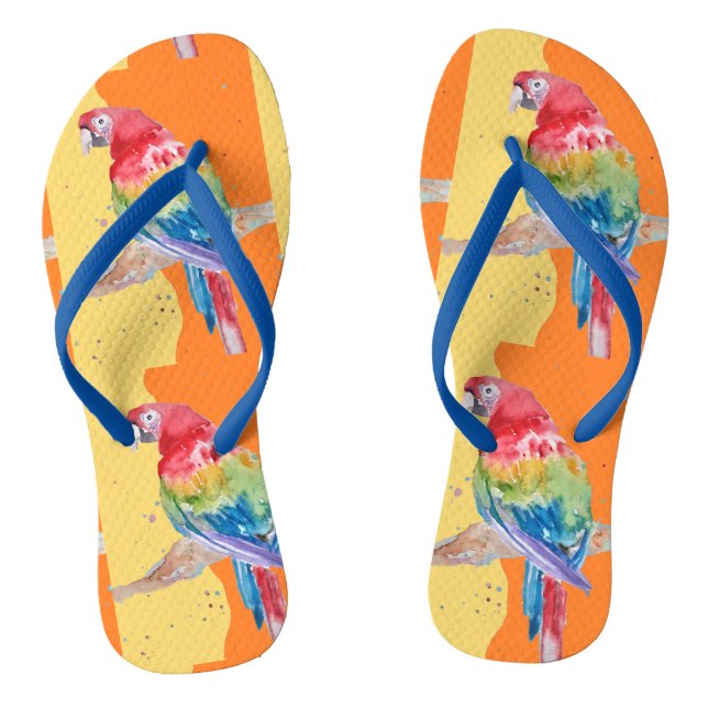 Parrot Parrots Tropischer Ara Bird Orangen Mens Flip Flops (Fußbett)