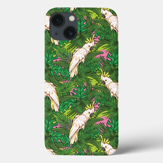 Parrot Pattern With Palm Leaves Case-Mate iPhone Hülle (Rückseite)