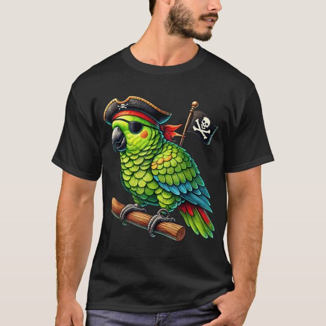 Parrot Pirate Buccaneer Parakeet Bird T-Shirt (Vorderseite)