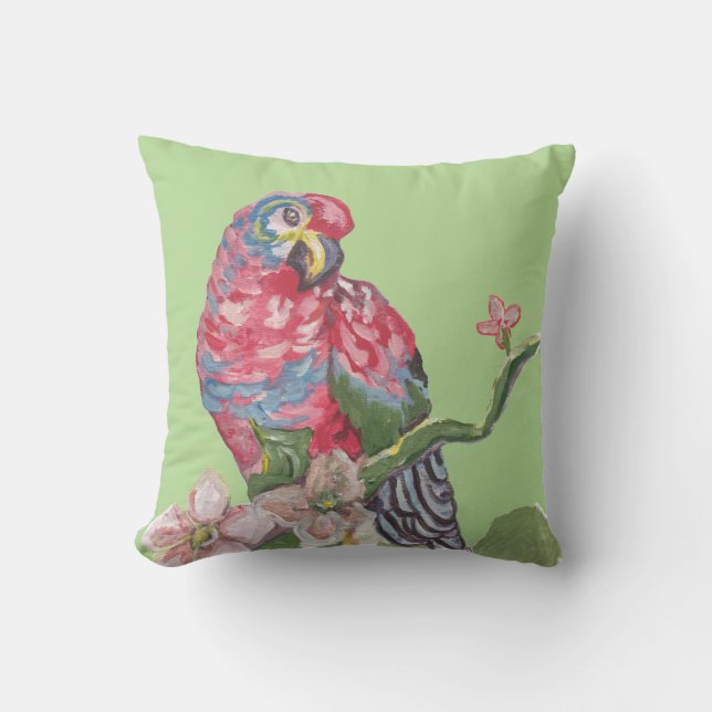 Parrot Rainbow Tropical Green Kissen (Vorderseite)
