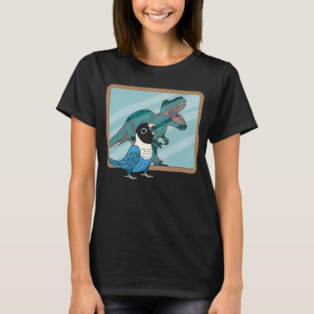 Parrot & Rex Reflection I Blue maskiert Lovebird T-Shirt (Vorderseite)