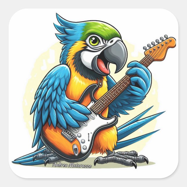 Parrot Rock Music Quadratischer Aufkleber (Vorderseite)