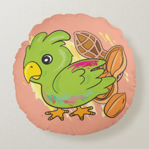 Parrot & Sea Turtle Round Kissen