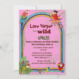 Parrot tropische Blumenparrosen 1. Geburtstag Einladung