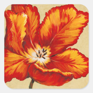Parrot Tulip I Quadratischer Aufkleber