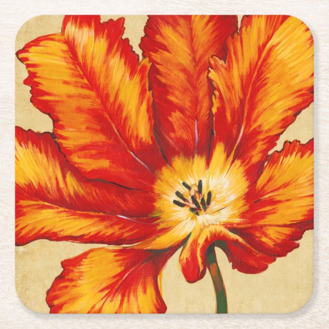Parrot Tulip II Rechteckiger Pappuntersetzer (Vorderseite)