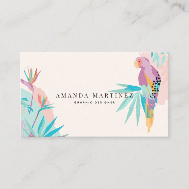 Parrot Vibrant Tropical Motif Visitenkarte (Vorderseite)