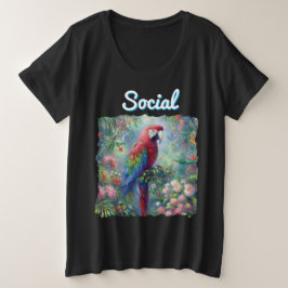 Parrot-Vogel-Jungle-Blumenmalerei Große Größe T-Shirt