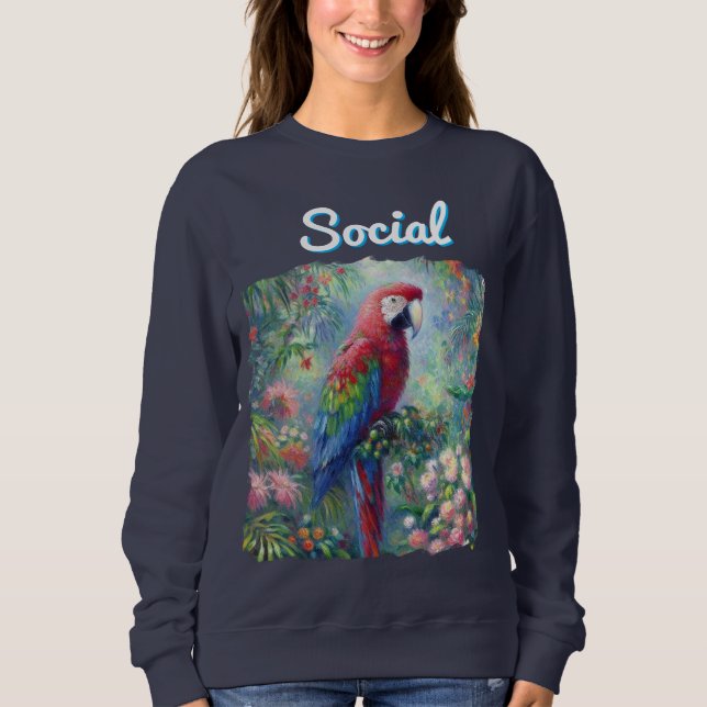 Parrot-Vogel-Jungle-Blumenmalerei Sweatshirt (Vorderseite)