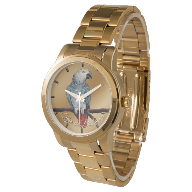 Parrot Watch African Gray Wristwatch Personalisier Armbanduhr (Schrägansicht)