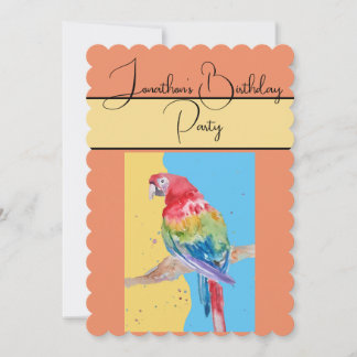 Parrot Watercolor Boys Geburtstagsparty Einladung