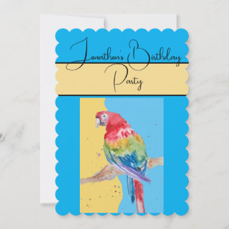 Parrot Watercolor Boys Geburtstagsparty Einladung