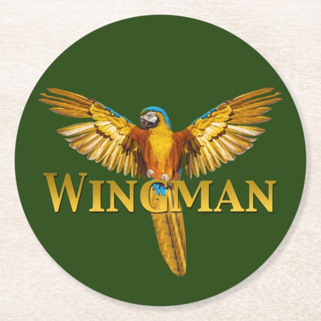 Parrot Wingman Runder Pappuntersetzer (Vorderseite)