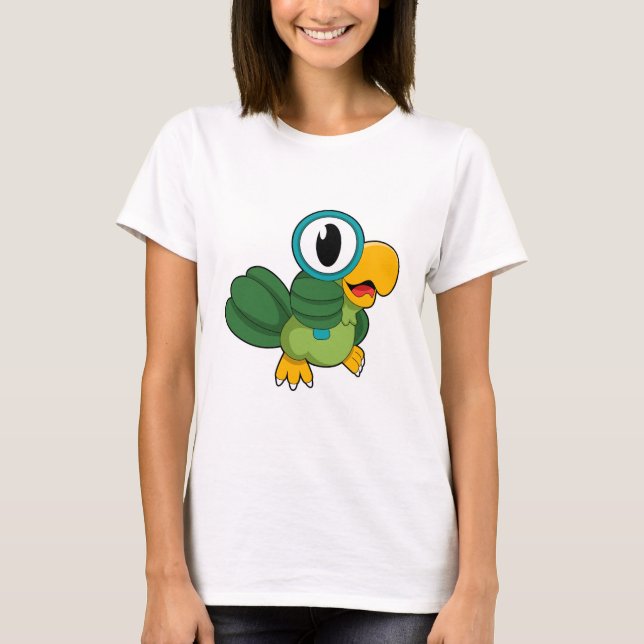 Parrot with Magnifying glass T-Shirt (Vorderseite)