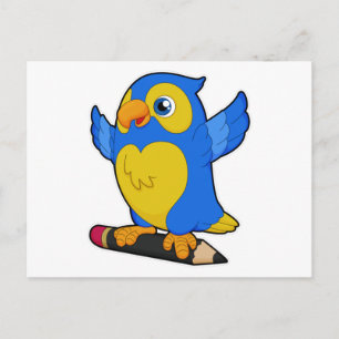 Parrot with Pencil Postkarte
