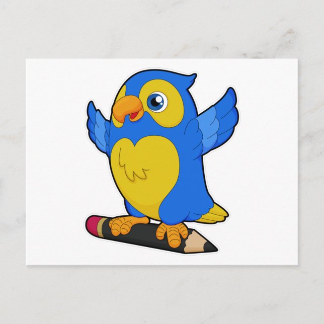 Parrot with Pencil Postkarte (Vorderseite)