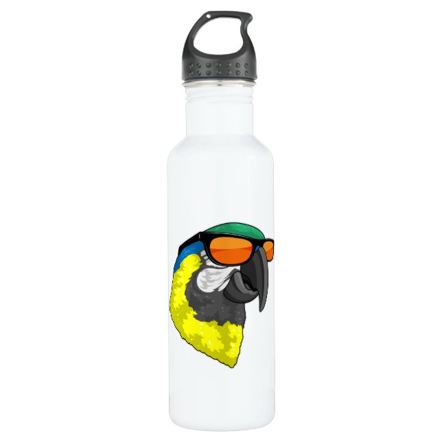 Parrot with Sungasse Edelstahlflasche (Vorderseite)