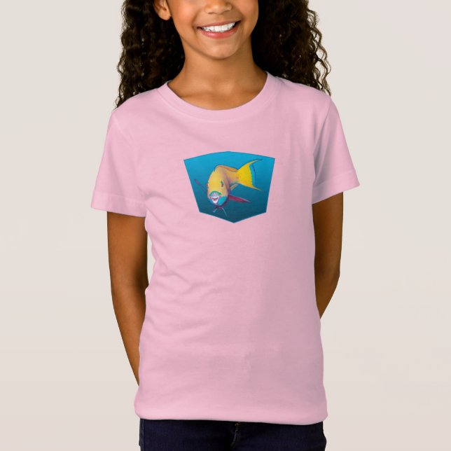 Parrotfish - blauer Hintergrund mit Designgradient T-Shirt (Vorderseite)