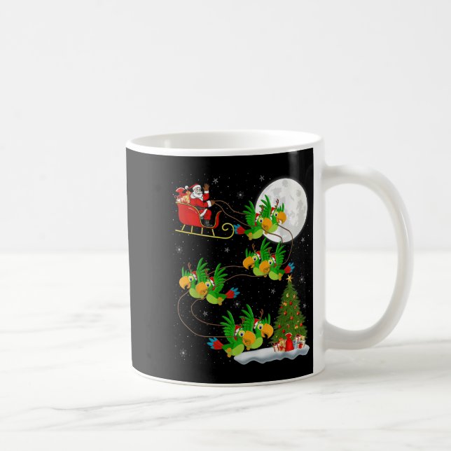 Parrots Bird Santa Sleigh Funny Magic Chr Kaffeetasse (Rechts)