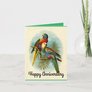 Parrots Happy Anniversary Grußkarte Feiertagskarte