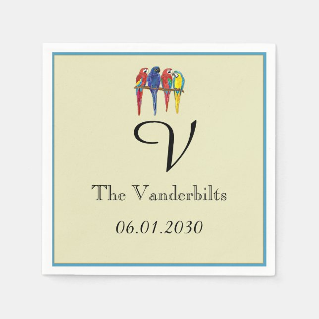 Parrots Hochzeit Serviette (Vorderseite)