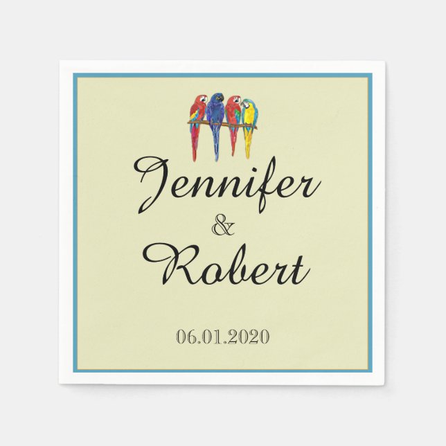 Parrots Hochzeit Serviette (Vorderseite)