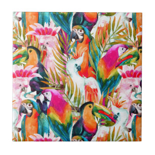 Parrots & Palm Blätter Fliese