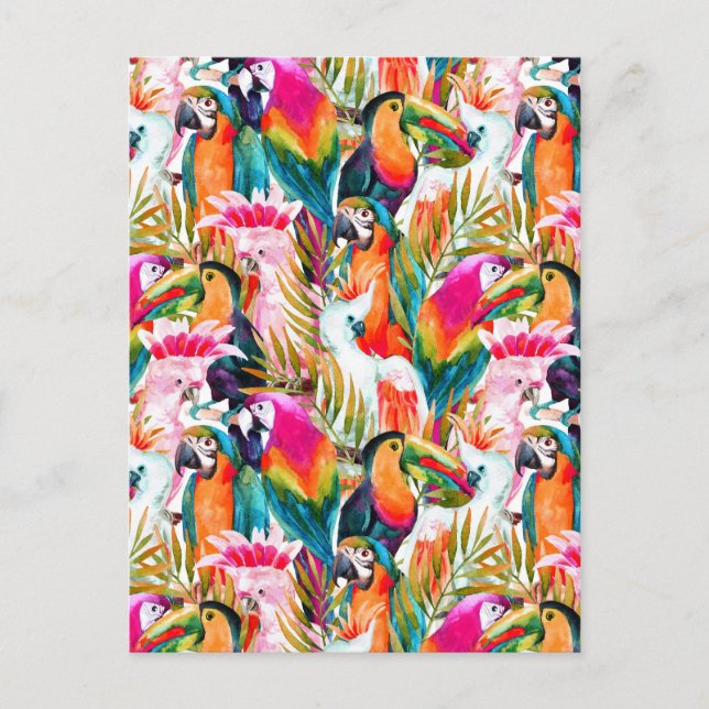 Parrots & Palm Leaves 2 Postkarte (Vorderseite)